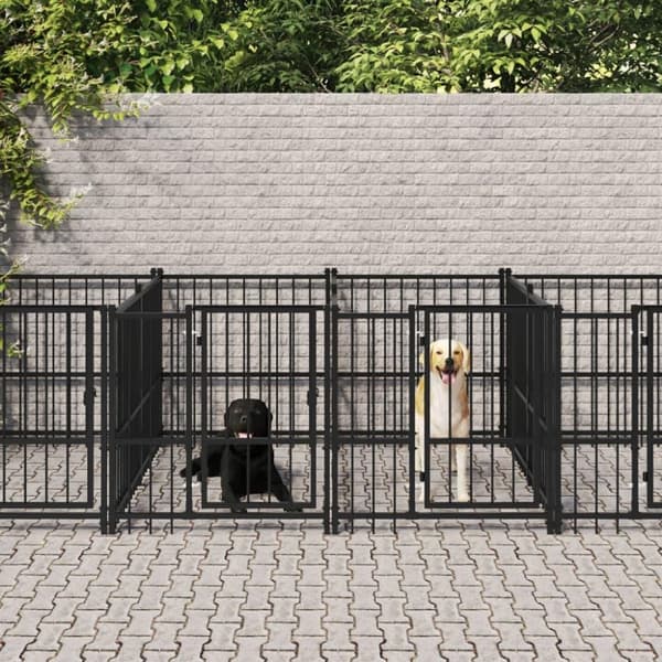 vidaXL Utendørs hundegård stål 11,26 m²