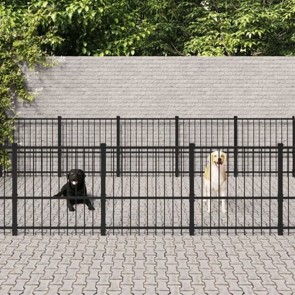 vidaXL Utendørs hundegård stål 30,11 m²