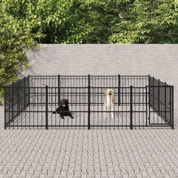 vidaXL Utendørs hundegård stål 15,05 m²