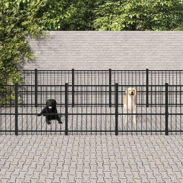 vidaXL Utendørs hundegård stål 28,23 m²