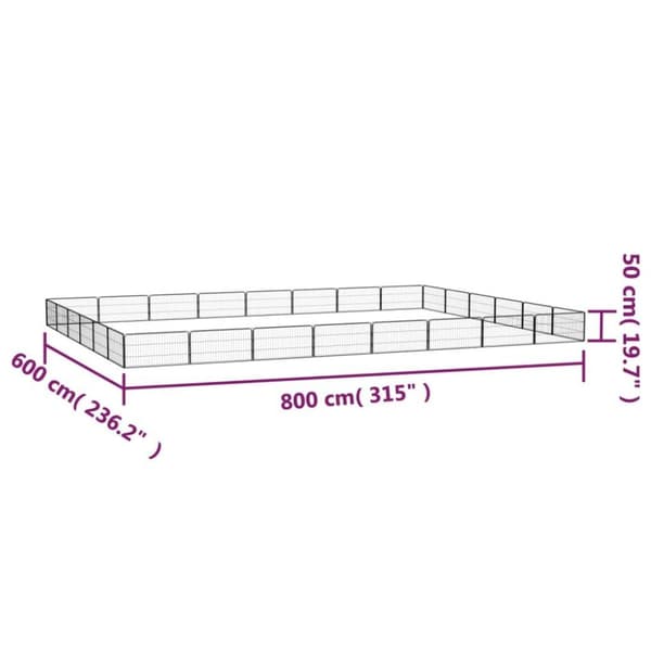 vidaXL Hundegrind med 28 paneler svart 100x50 cm pulverlakkert stål