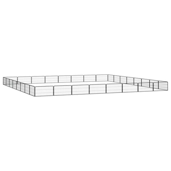vidaXL Hundegrind med 32 paneler svart 100x50 cm pulverlakkert stål