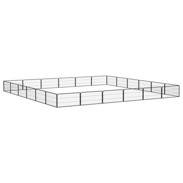 vidaXL Hundegrind med 24 paneler svart 100x50 cm pulverlakkert stål