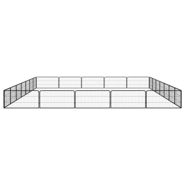 vidaXL Hundegrind med 24 paneler svart 100x50 cm pulverlakkert stål