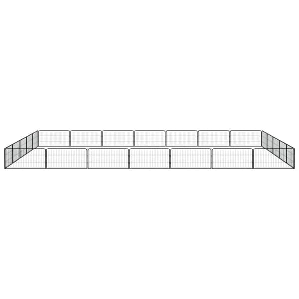 vidaXL Hundegrind med 24 paneler svart 100x50 cm pulverlakkert stål
