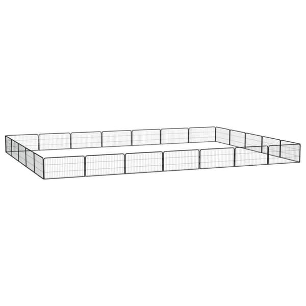 vidaXL Hundegrind med 24 paneler svart 100x50 cm pulverlakkert stål