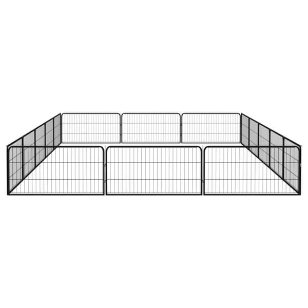 vidaXL Hundegrind med 16 paneler svart 100x50 cm pulverlakkert stål