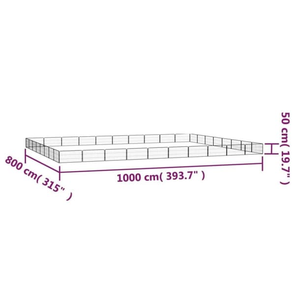 vidaXL Hundegrind med 36 paneler svart 100x50 cm pulverlakkert stål