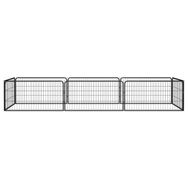 vidaXL Hundegrind med 8 paneler svart 100x50 cm pulverlakkert stål