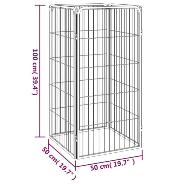 vidaXL hundegård 50x100 cm 4 paneler pulverlakeret stål sort