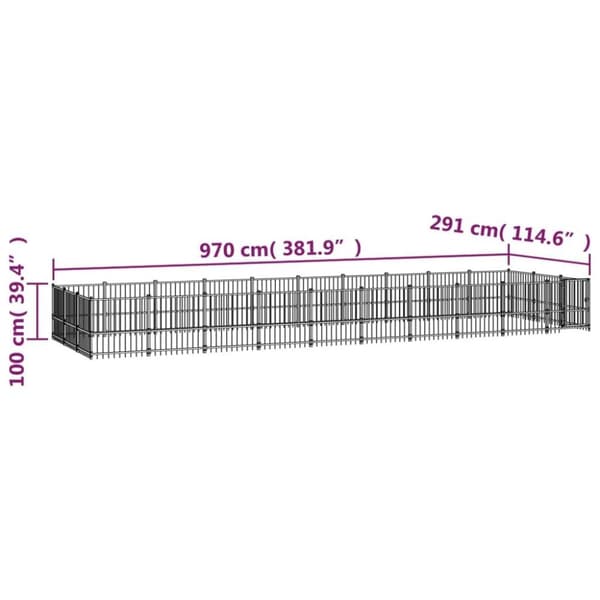 vidaXL Koiran ulkohäkki teräs 28,23 m²
