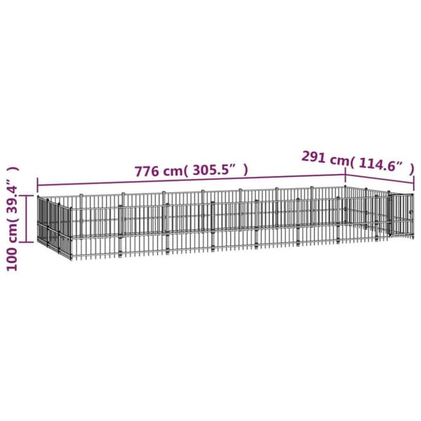 vidaXL Koiran ulkohäkki teräs 22,58 m²