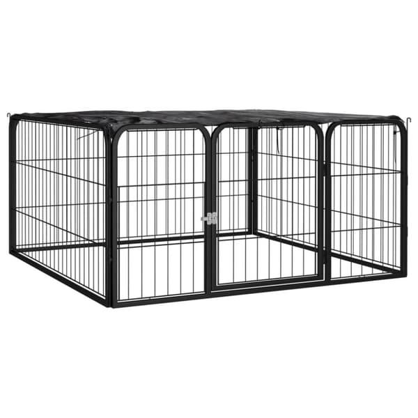 vidaXL hundegård 100x50 cm 4 paneler pulverlakeret stål sort