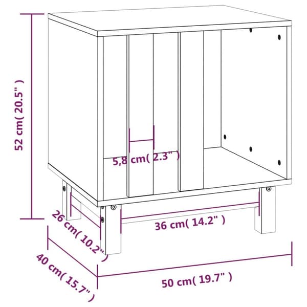 vidaXL Hundkoja svart 50x40x52 massiv furu