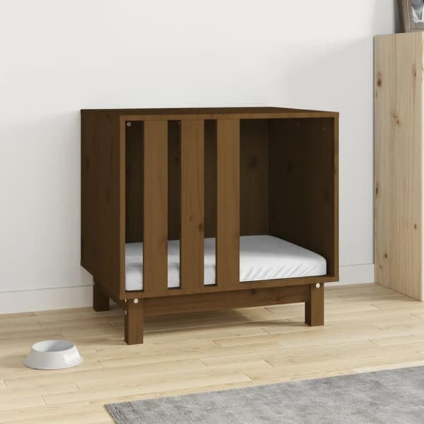 vidaXL Hundeseng honningbrun 60x45x57 cm heltre furu