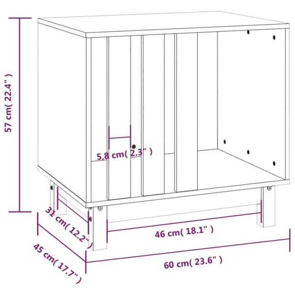 vidaXL Hundeseng honningbrun 60x45x57 cm heltre furu