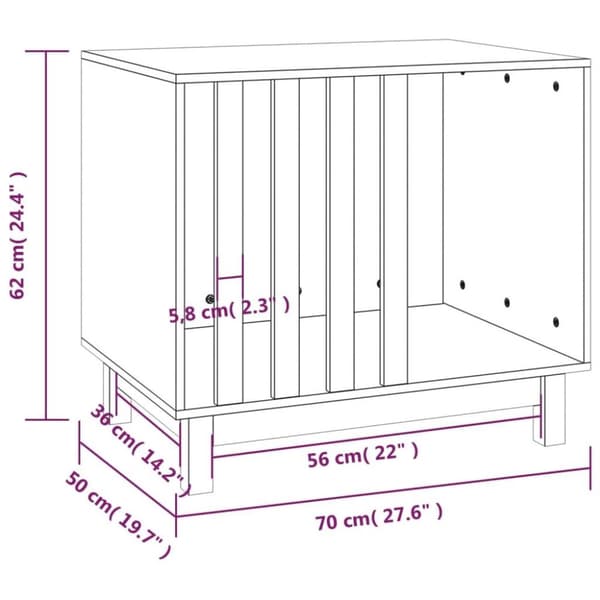 vidaXL Hundkoja 70x50x62 cm massiv furu