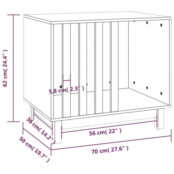 vidaXL Hundkoja vit 70x50x62 cm massiv furu