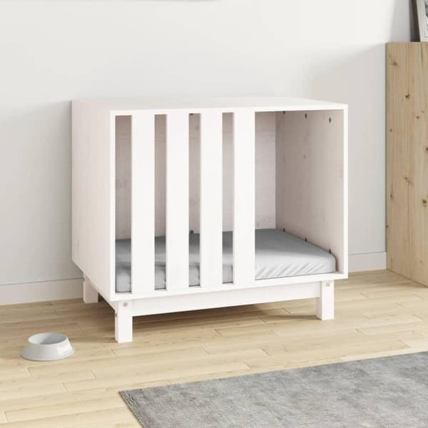 vidaXL Hundkoja vit 70x50x62 cm massiv furu