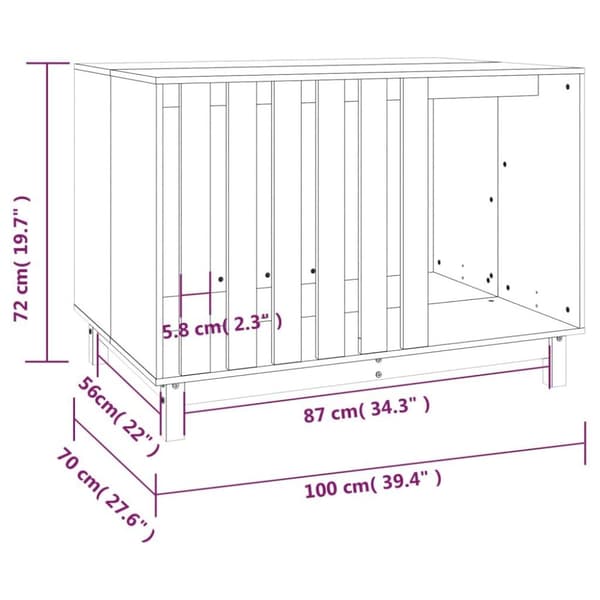 vidaXL Hundkoja vit 100x70x72 cm massiv furu