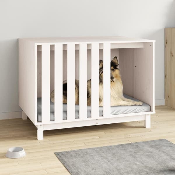 vidaXL Hundkoja vit 100x70x72 cm massiv furu