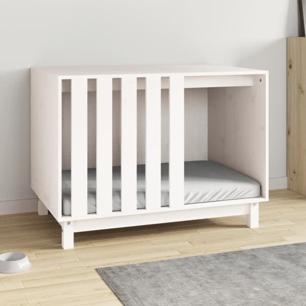 vidaXL hundehus 90x60x67 cm massivt fyrretræ hvid