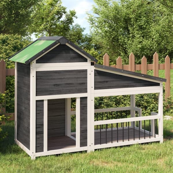 vidaXL Hundekennel grå 143x60,5x109 cm heltre furu