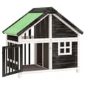 Miniatyrbilde 3 av 8: vidaXL Hundekennel grå 96x60,5x87 cm heltre furu