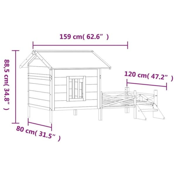 vidaXL Hundekennel grå 159x120x88,5 cm heltre furu
