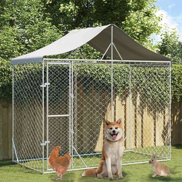 vidaXL Utendørs hundekennel sølv 3x1,5x2,5 m galvanisert stål