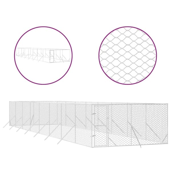 vidaXL Hundgård för utomhusbruk silver 4x16x2 m galvaniserat stål