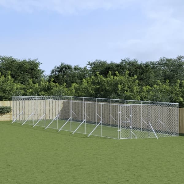 vidaXL Hundgård för utomhusbruk silver 4x16x2 m galvaniserat stål