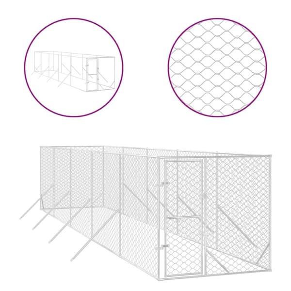 vidaXL Hundgård för utomhusbruk silver 2x10x2 m galvaniserat stål