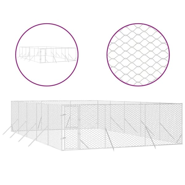 vidaXL Hundgård för utomhusbruk silver 6x10x2 m galvaniserat stål