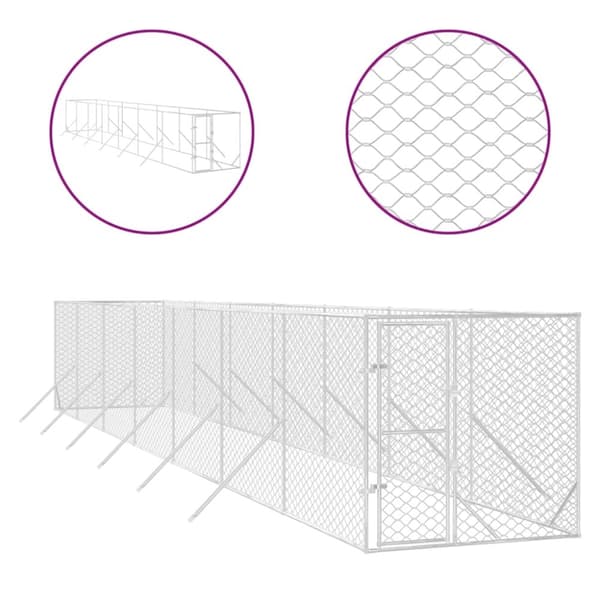 vidaXL Hundgård för utomhusbruk silver 2x14x2 m galvaniserat stål