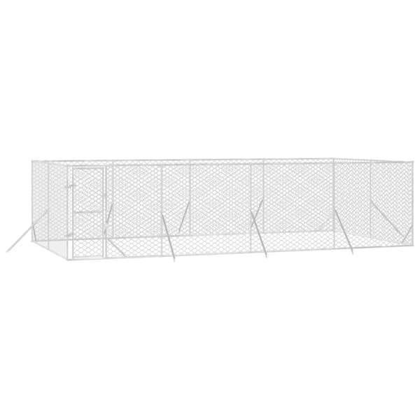 vidaXL udendørs hundegård 8x4x2 m galvaniseret stål sølvfarvet