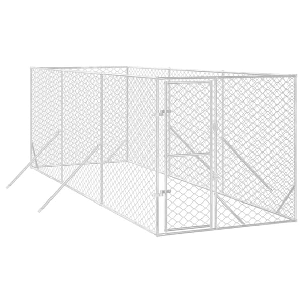 vidaXL Hundgård för utomhusbruk silver 2x6x2 m galvaniserat stål