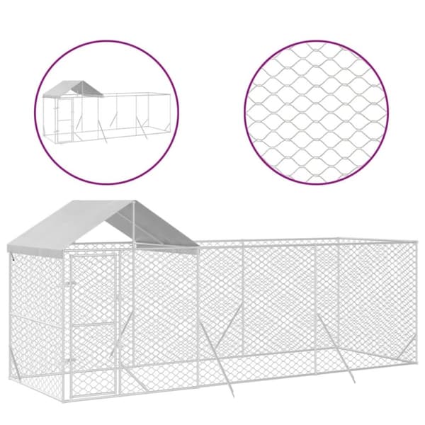 vidaXL Utendørs hundekennel sølv 6x2x2,5 m galvanisert stål
