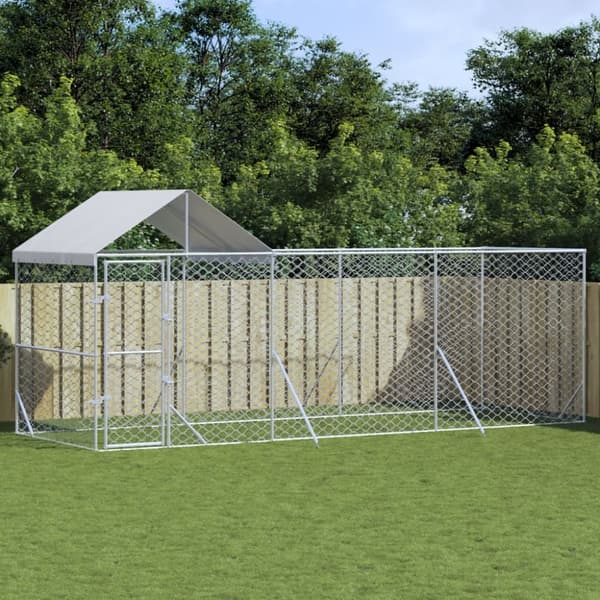 vidaXL Utendørs hundekennel sølv 6x2x2,5 m galvanisert stål