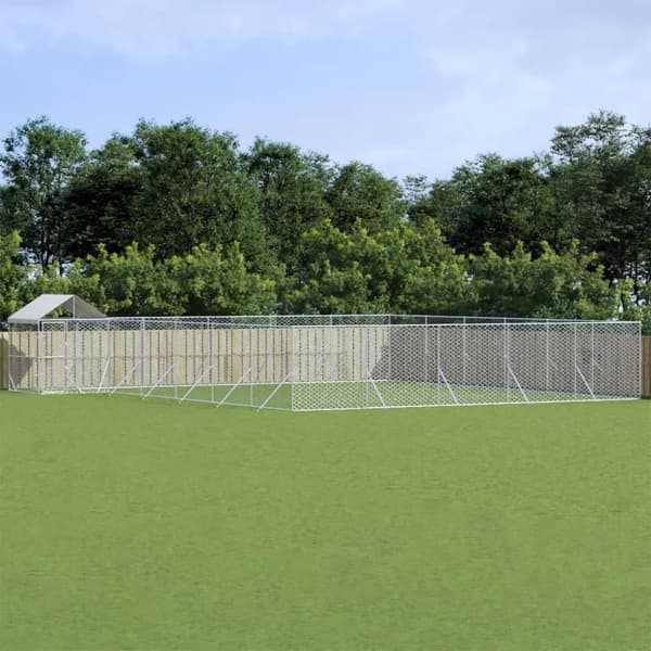 vidaXL Utendørs hundekennel sølv 12x12x2,5 m galvanisert stål