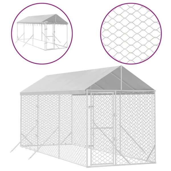vidaXL Utendørs hundekennel sølv 2x6x2,5 m galvanisert stål