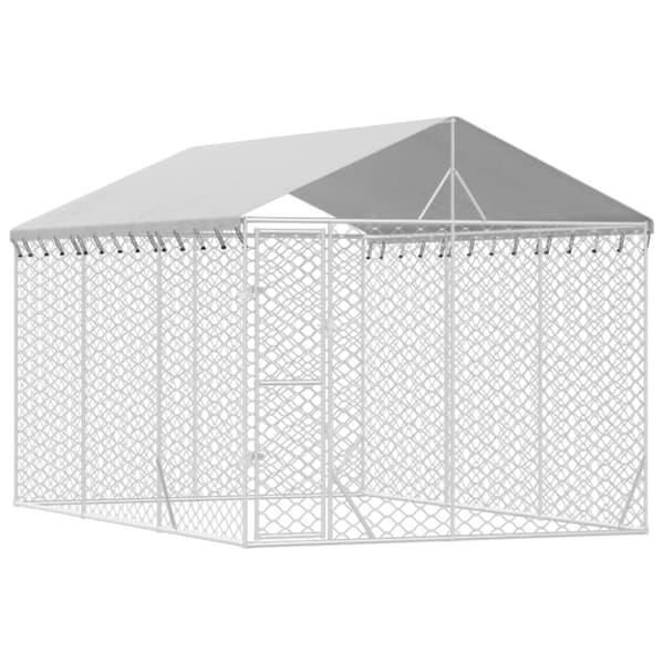 vidaXL Utendørs hundekennel sølv 3x4,5x2,5 m galvanisert stål