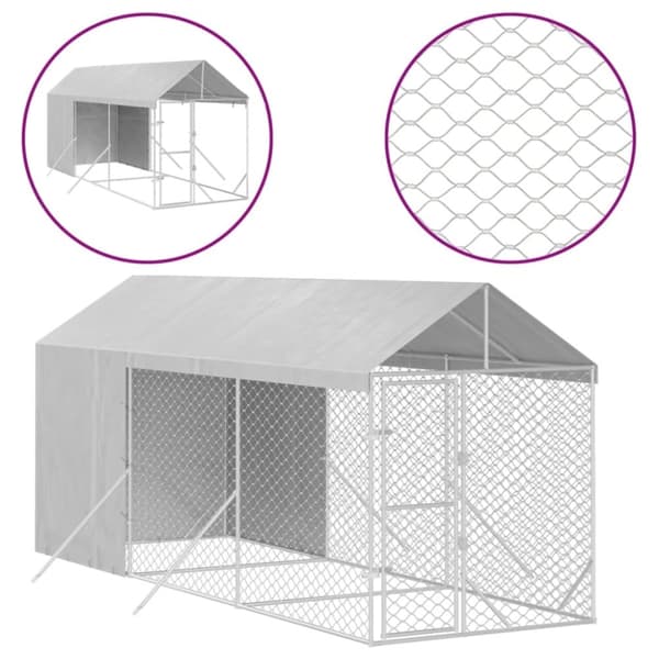 vidaXL Utendørs hundekennel sølv 2x6x2,5 m galvanisert stål