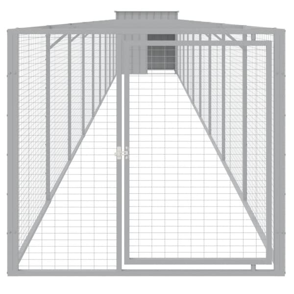 vidaXL Hundehus med tak lysegrå 110x1017x110 cm galvanisert stål