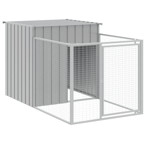 vidaXL Hundehus med tak lysegrå 110x1017x110 cm galvanisert stål