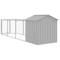 Miniatyrbilde 4 av 8: vidaXL Hundehus med tak lysegrå 117x405x123 cm galvanisert stål
