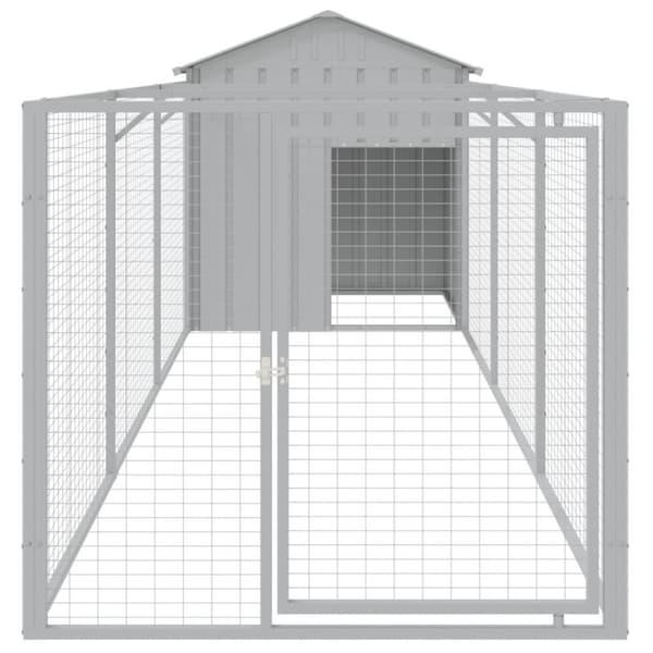 vidaXL Hundehus med tak lysegrå 117x405x123 cm galvanisert stål