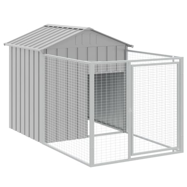 vidaXL Hundehus med tak lysegrå 117x813x123 cm galvanisert stål