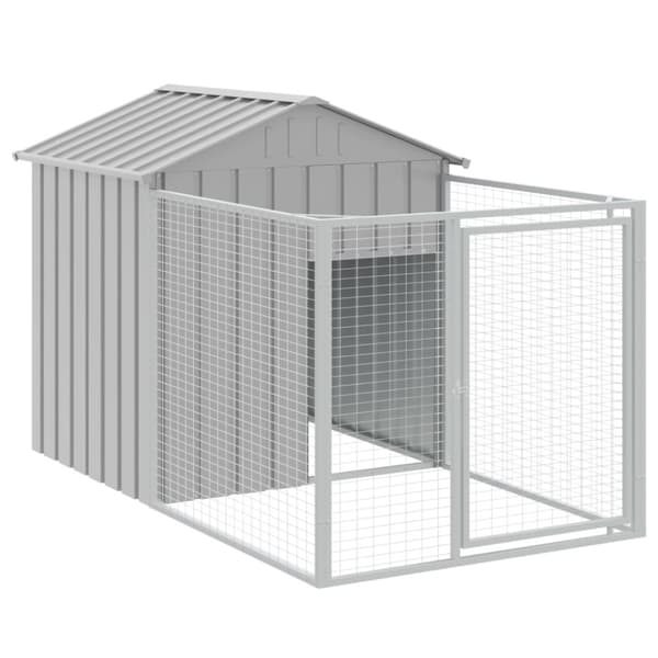 vidaXL hundehus med tag 117x813x123 cm galvaniseret stål lysegrå