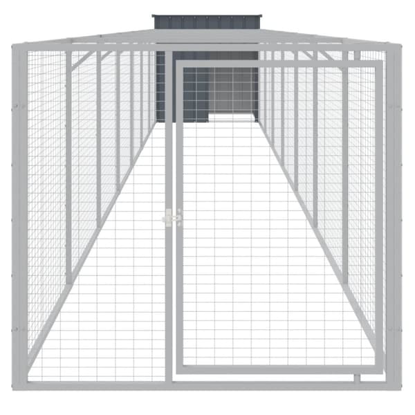 vidaXL Hundehus med gård antrasitt 110x813x110 cm galvanisert stål